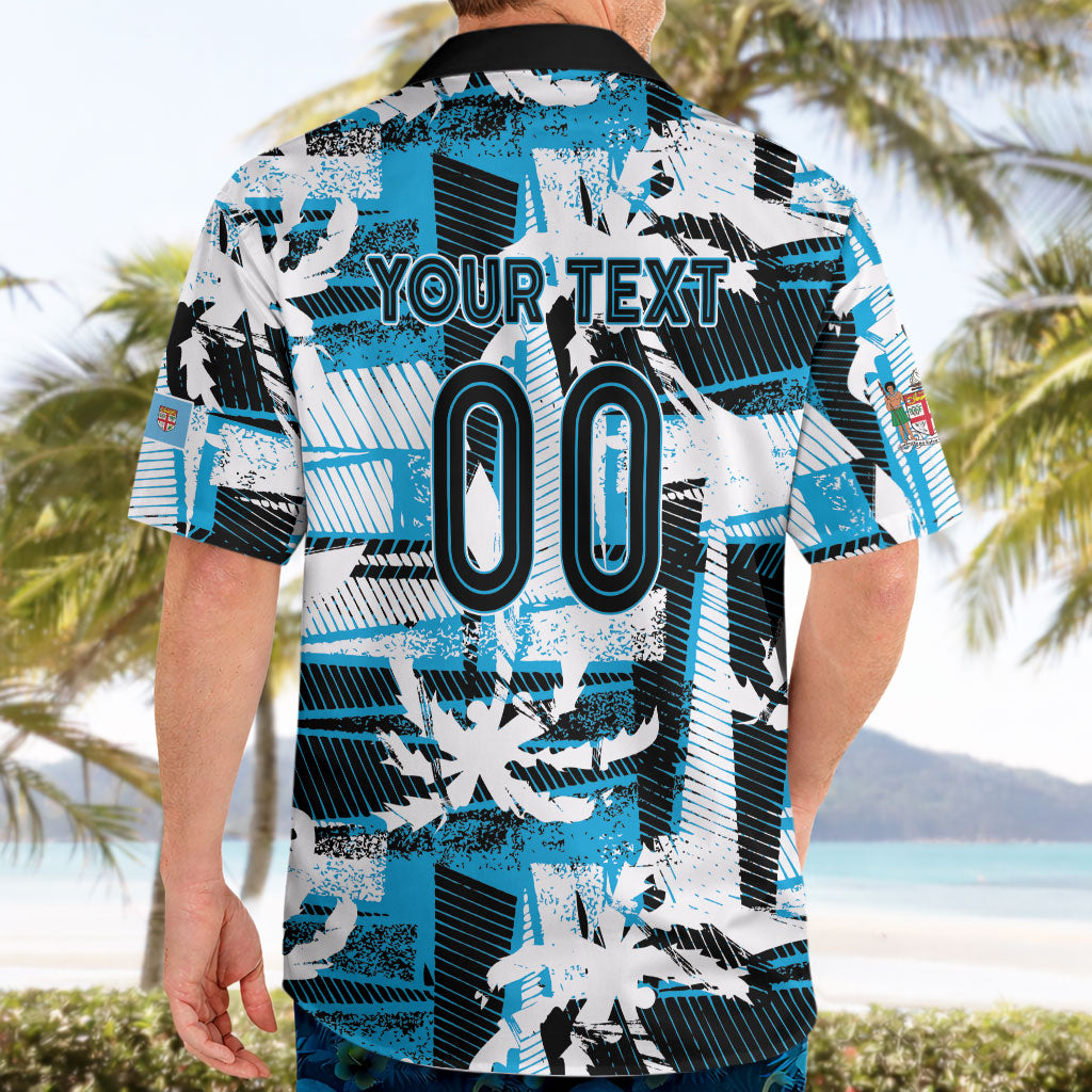 Custom Fijian Rugby Hawaiian Shirt Grunge Palm Stylized LT01 - Polynesian Pride