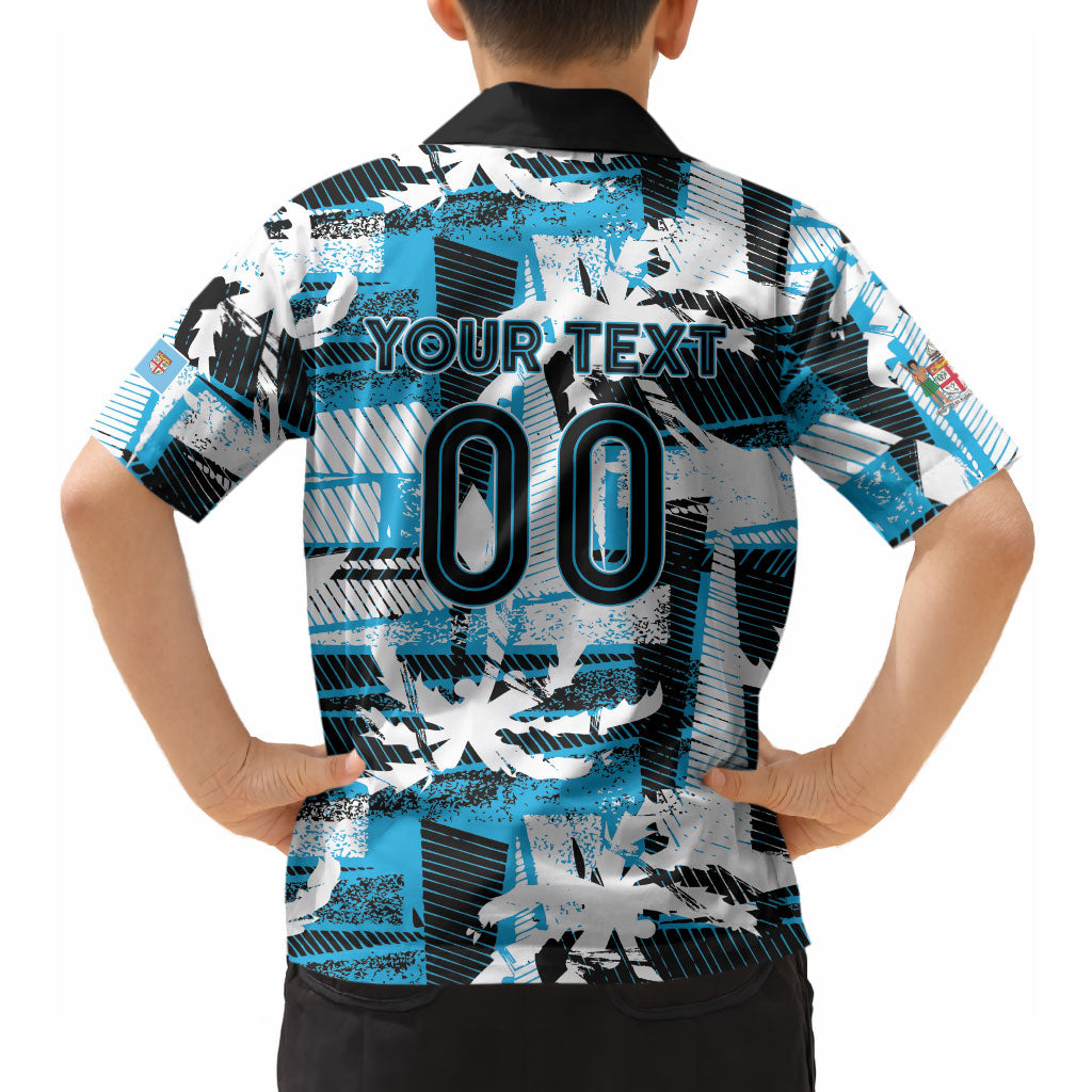 Custom Fijian Rugby Hawaiian Shirt Grunge Palm Stylized LT01 - Polynesian Pride