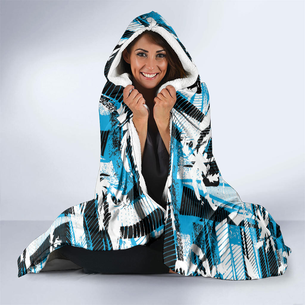 Fijian Rugby Hooded Blanket Grunge Palm Stylized LT01 - Polynesian Pride