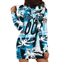 Custom Fijian Rugby Hoodie Dress Grunge Palm Stylized LT01 - Polynesian Pride