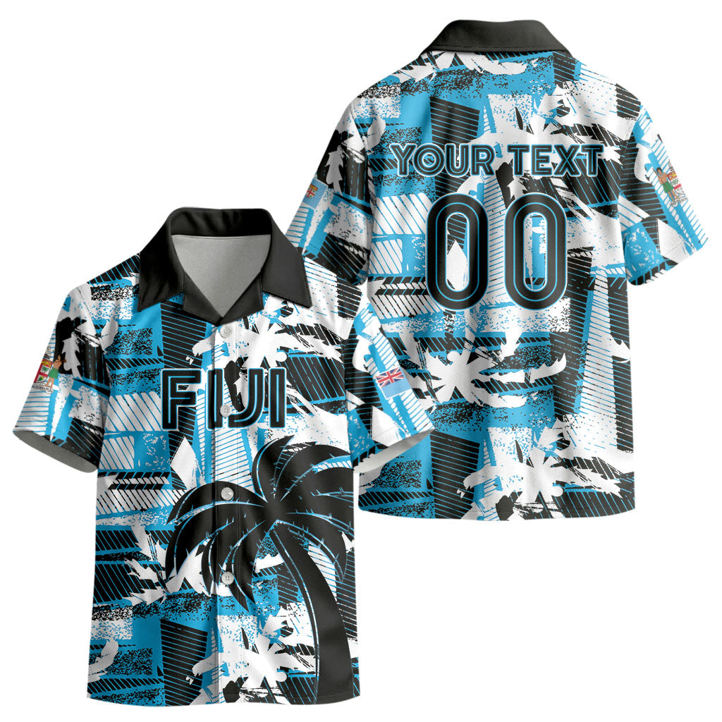 Custom Fijian Rugby Kid Hawaiian Shirt Grunge Palm Stylized LT01 - Polynesian Pride