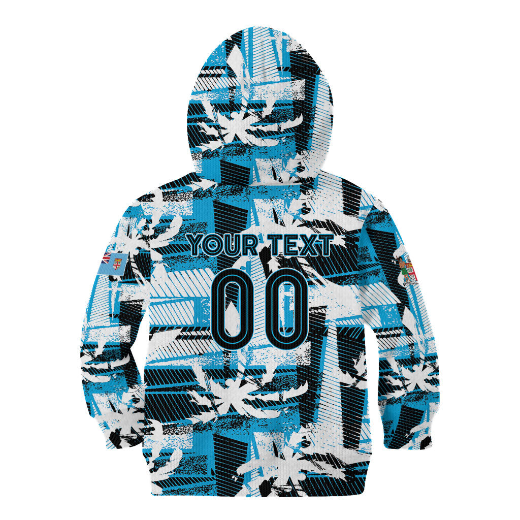 Custom Fijian Rugby Kid Hoodie Grunge Palm Stylized LT01 - Polynesian Pride