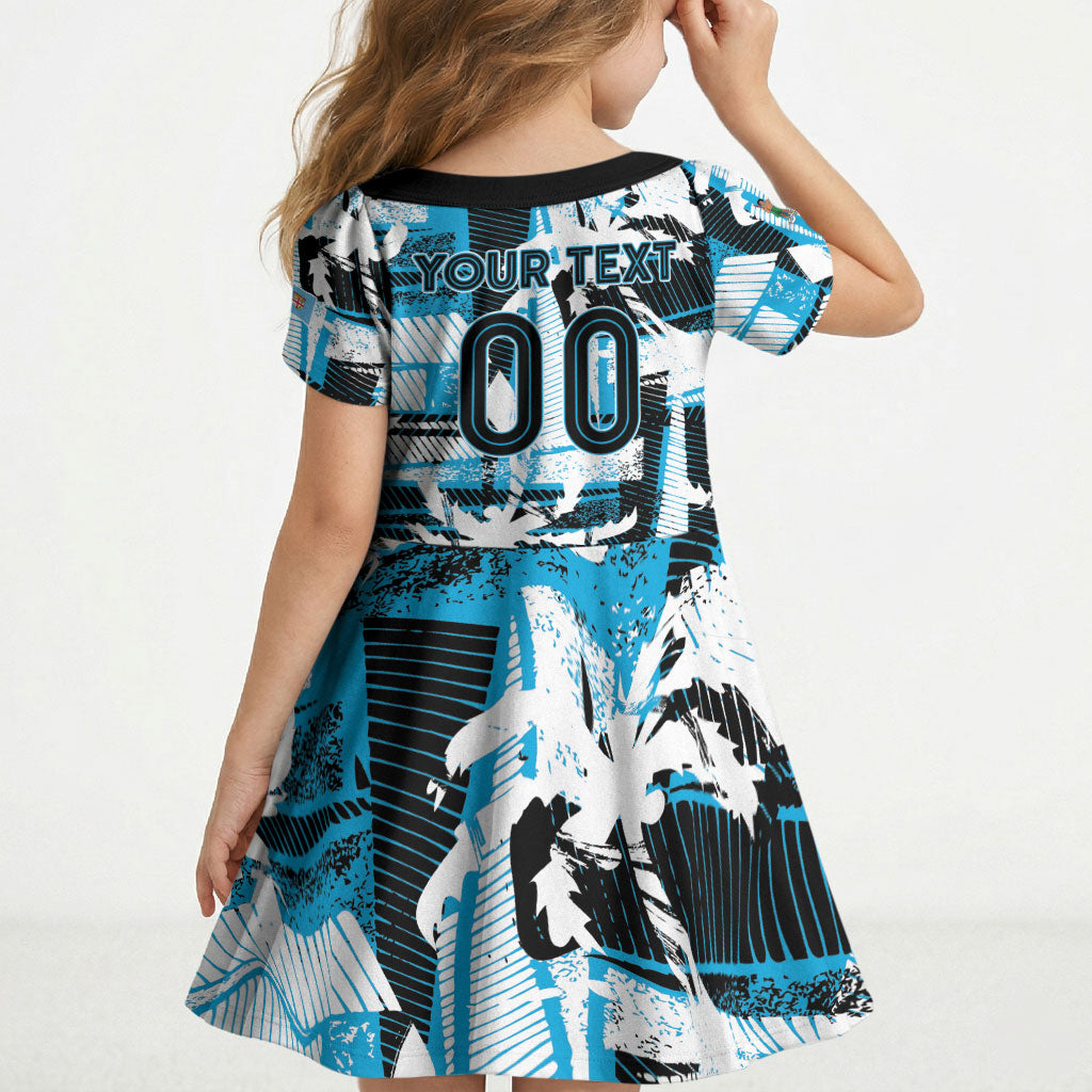 Custom Fijian Rugby Kid Short Sleeve Dress Grunge Palm Stylized LT01 - Polynesian Pride