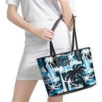 Fijian Rugby Leather Tote Bag Grunge Palm Stylized LT01 - Polynesian Pride