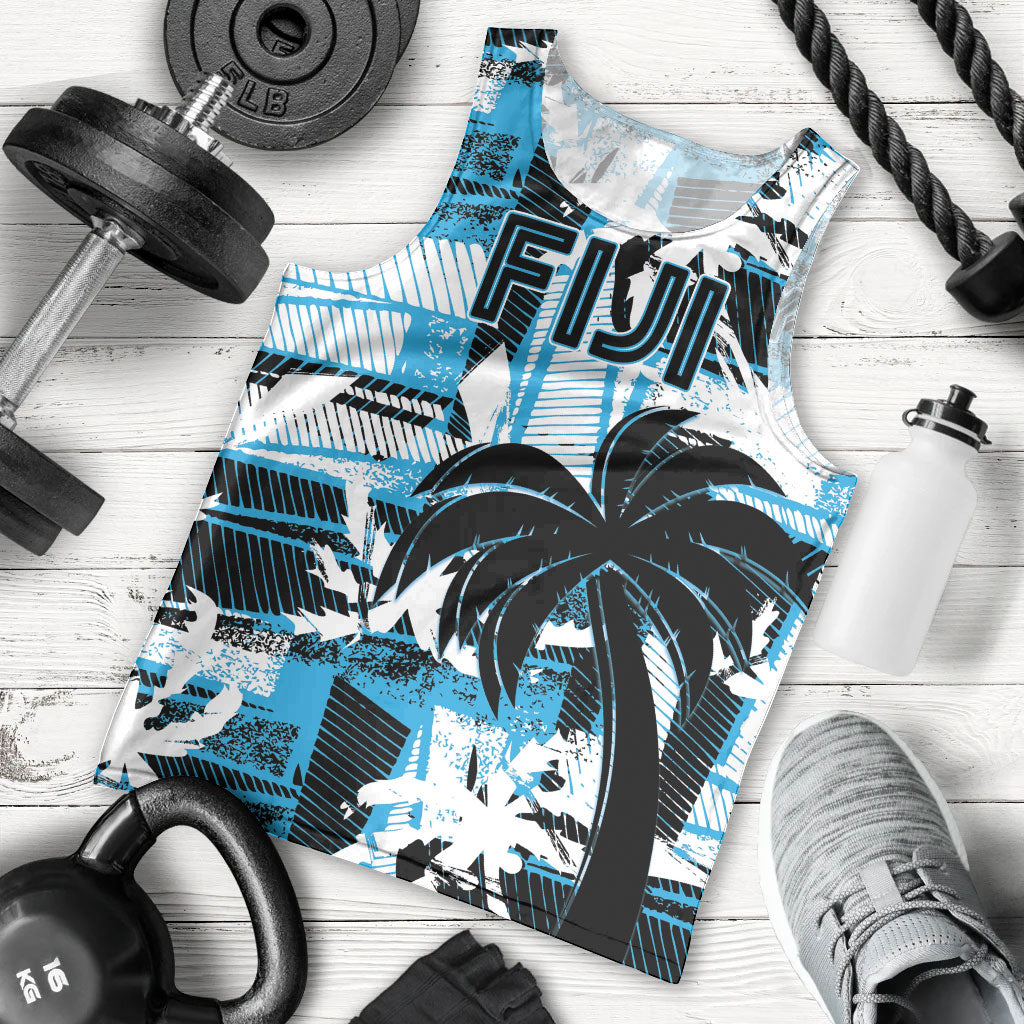 Custom Fijian Rugby Men Tank Top Grunge Palm Stylized LT01 - Polynesian Pride
