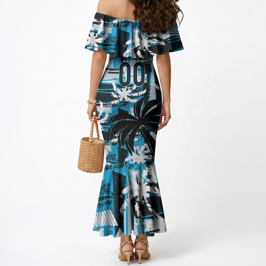 Custom Fijian Rugby Mermaid Dress Grunge Palm Stylized LT01 - Polynesian Pride
