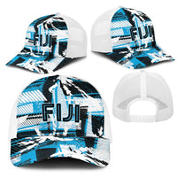 Fijian Rugby Mesh Trucker Cap Grunge Palm Stylized LT01 - Polynesian Pride
