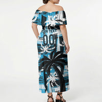Custom Fijian Rugby Off Shoulder Maxi Dress Grunge Palm Stylized LT01 - Polynesian Pride