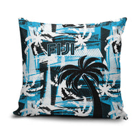 Fijian Rugby Pillow Cover Grunge Palm Stylized LT01 Blue - Polynesian Pride