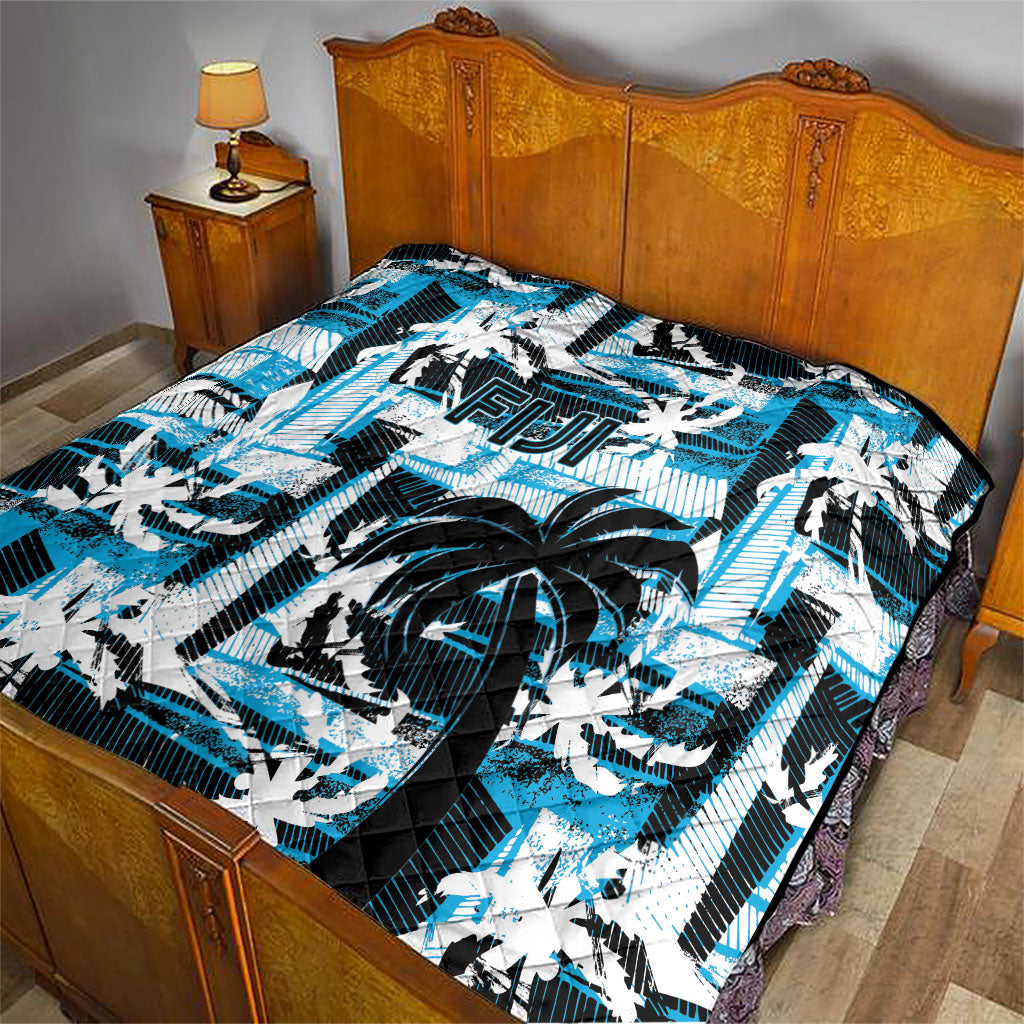Fijian Rugby Quilt Grunge Palm Stylized LT01 - Polynesian Pride