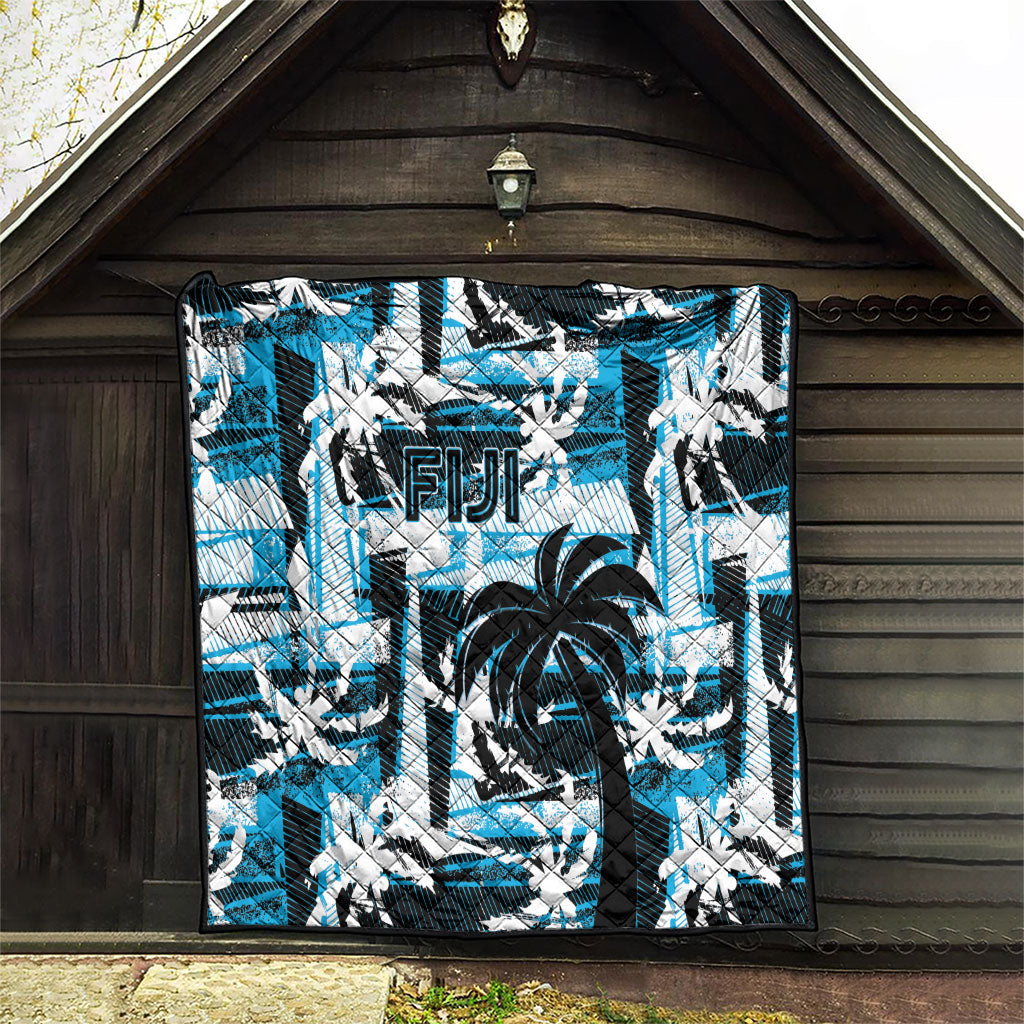 Fijian Rugby Quilt Grunge Palm Stylized LT01 - Polynesian Pride