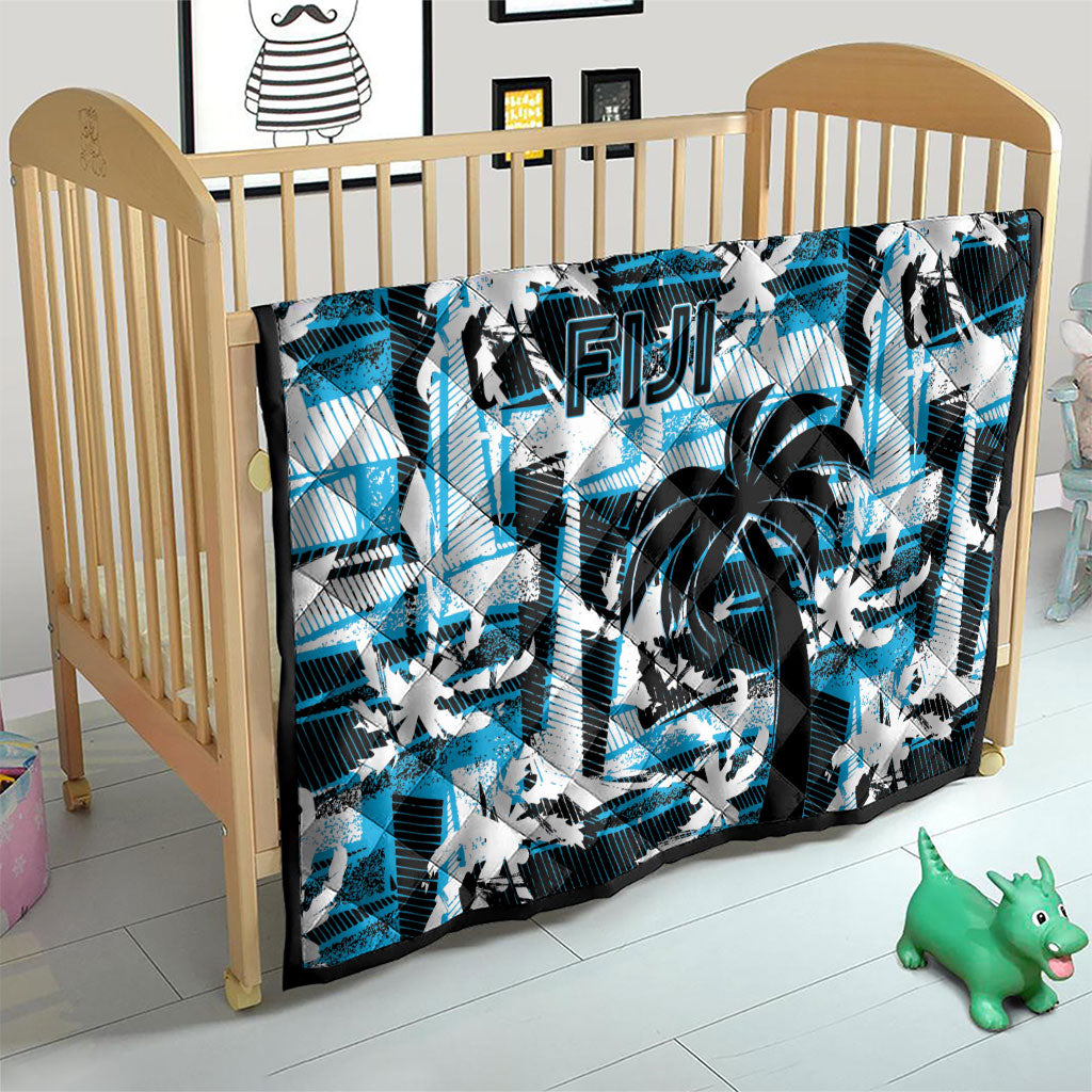 Fijian Rugby Quilt Grunge Palm Stylized LT01 - Polynesian Pride