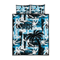 Fijian Rugby Quilt Bed Set Grunge Palm Stylized LT01 - Polynesian Pride