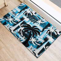 Fijian Rugby Rubber Doormat Grunge Palm Stylized LT01 - Polynesian Pride
