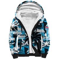 Custom Fijian Rugby Sherpa Hoodie Grunge Palm Stylized LT01 Unisex Blue - Polynesian Pride