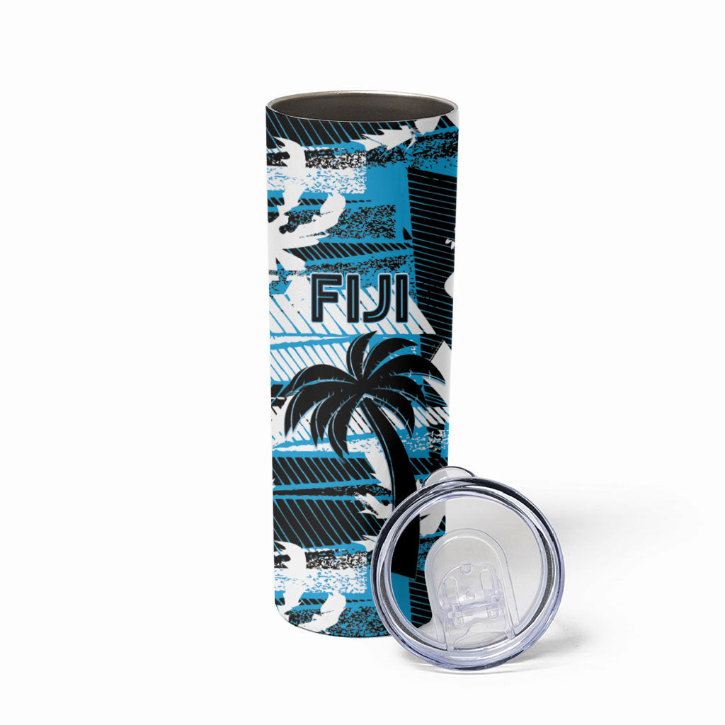 Custom Fijian Rugby Skinny Tumbler Grunge Palm Stylized LT01 - Polynesian Pride