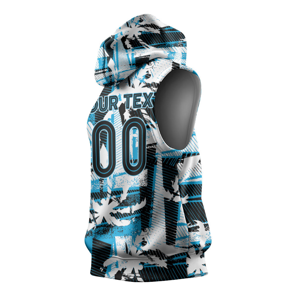 Custom Fijian Rugby Sleeveless Hoodie Grunge Palm Stylized LT01 - Polynesian Pride
