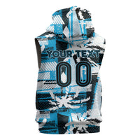 Custom Fijian Rugby Sleeveless Zip Hoodie Grunge Palm Stylized LT01 - Polynesian Pride