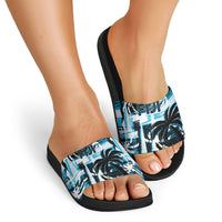 Fijian Rugby Slide Sandals Grunge Palm Stylized LT01 - Polynesian Pride
