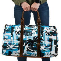 Fijian Rugby Travel Bag Grunge Palm Stylized LT01 Blue - Polynesian Pride