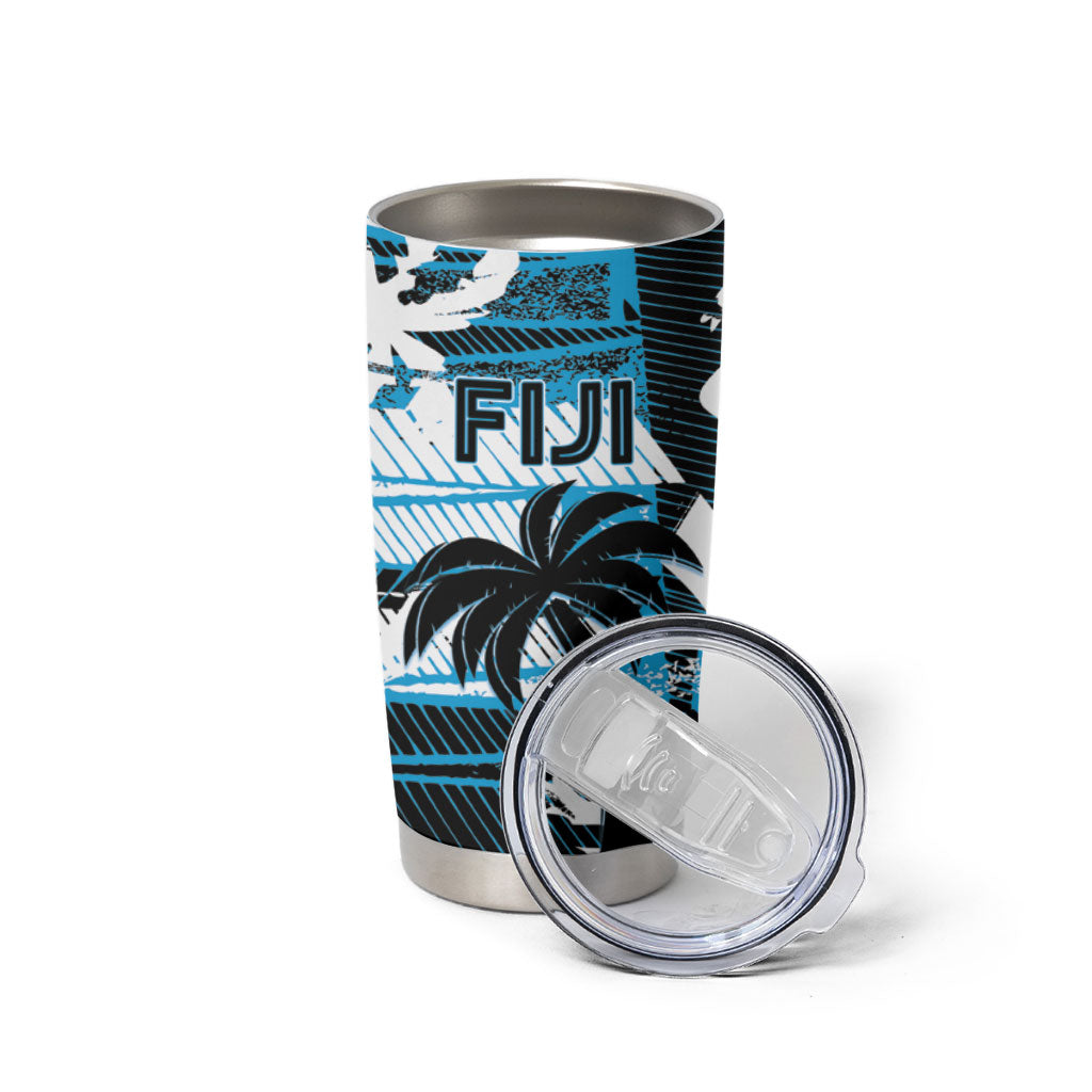Custom Fijian Rugby Tumbler Cup Grunge Palm Stylized LT01 - Polynesian Pride