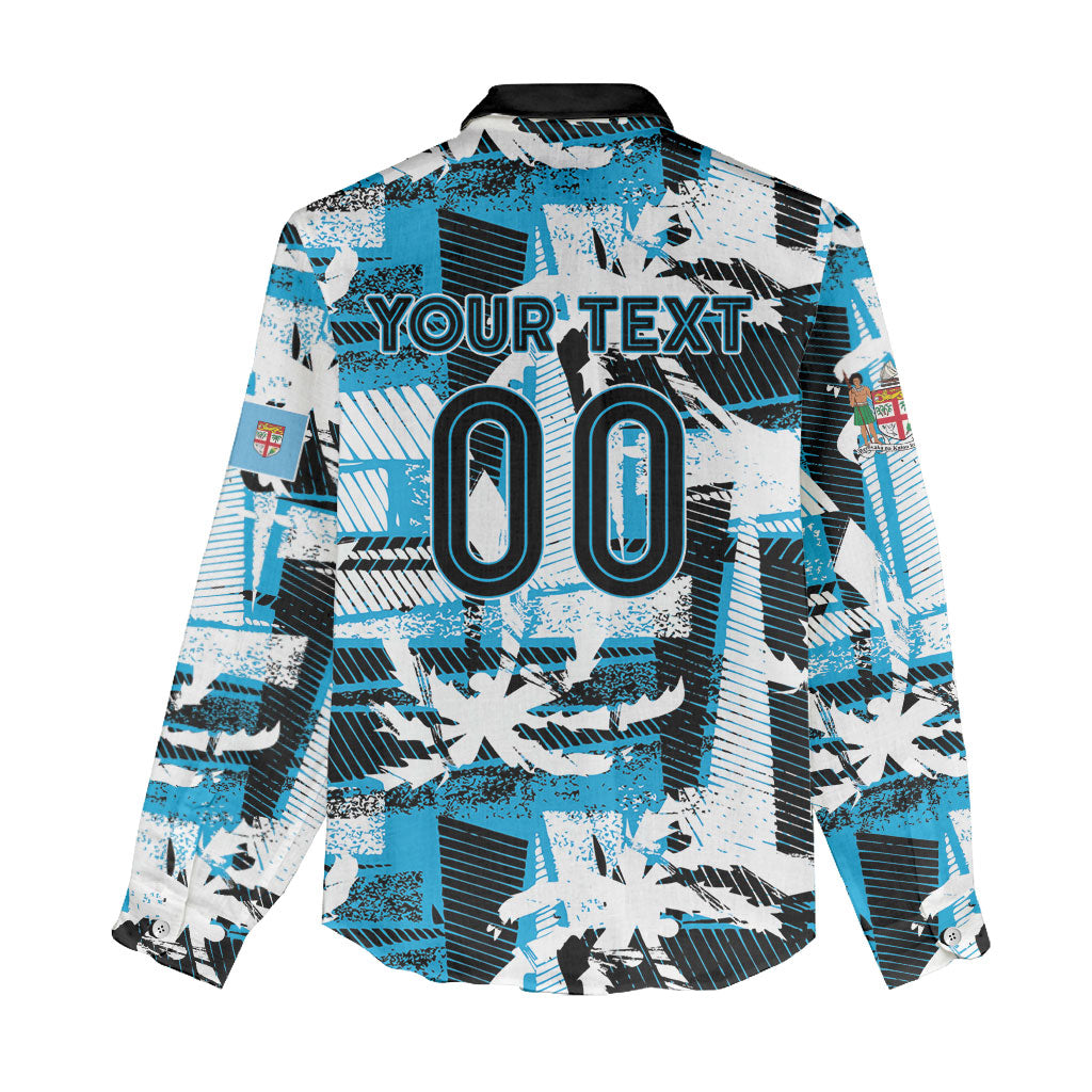Custom Fijian Rugby Women Casual Shirt Grunge Palm Stylized LT01 - Polynesian Pride
