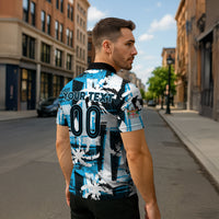 Custom Fijian Rugby Zipper Polo Shirt Grunge Palm Stylized LT01 - Polynesian Pride