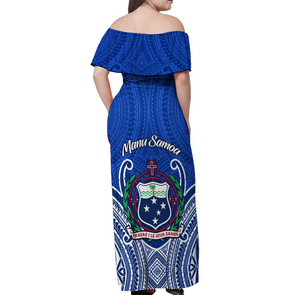 Samoa Rugby Off Shoulder Maxi Dress Manu Samoa Go 2023 World Cup LT01 - Polynesian Pride