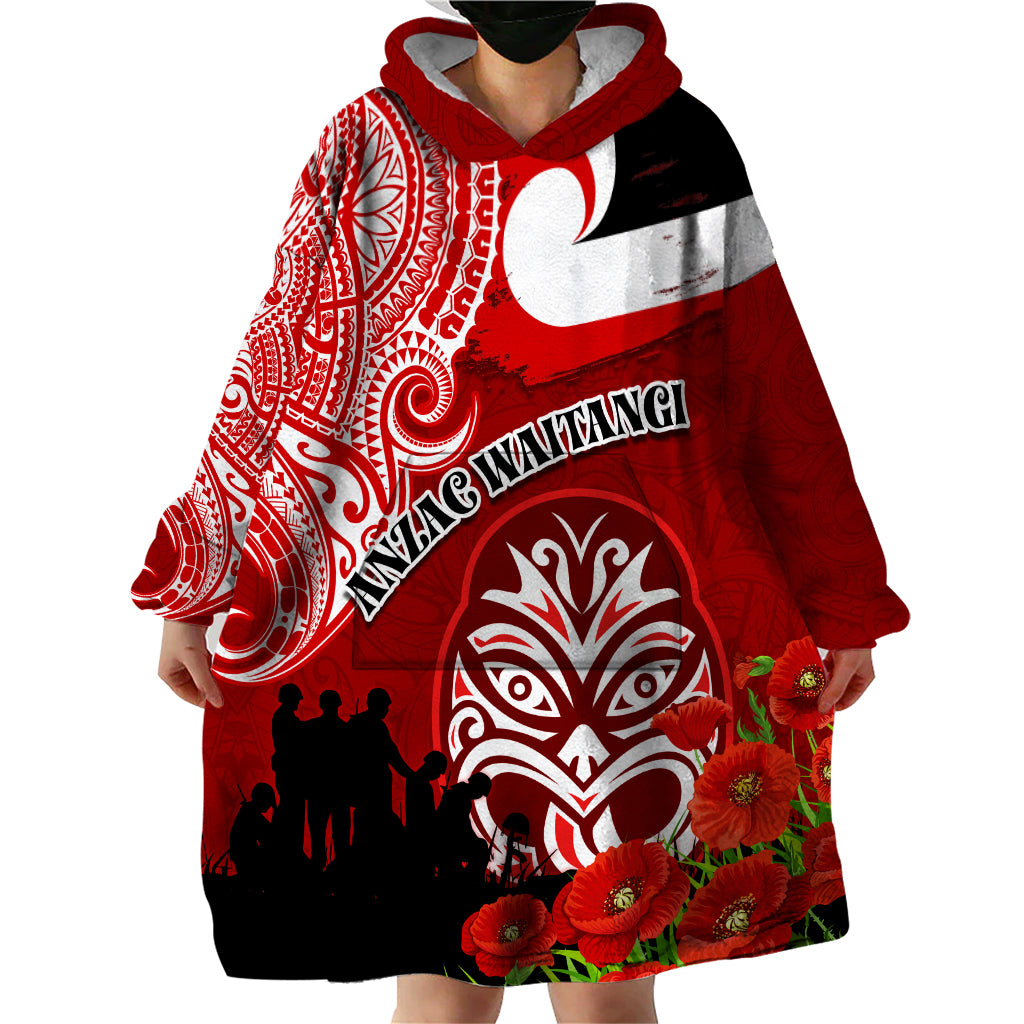 New Zealand ANZAC Waitangi Day Wearable Blanket Hoodie Lest We Forget Soldier Tiki Maori Style LT03 - Polynesian Pride