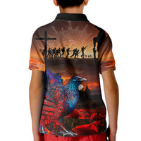 New Zealand Tui Bird Soldier ANZAC Kid Polo Shirt Lest We Forget LT03