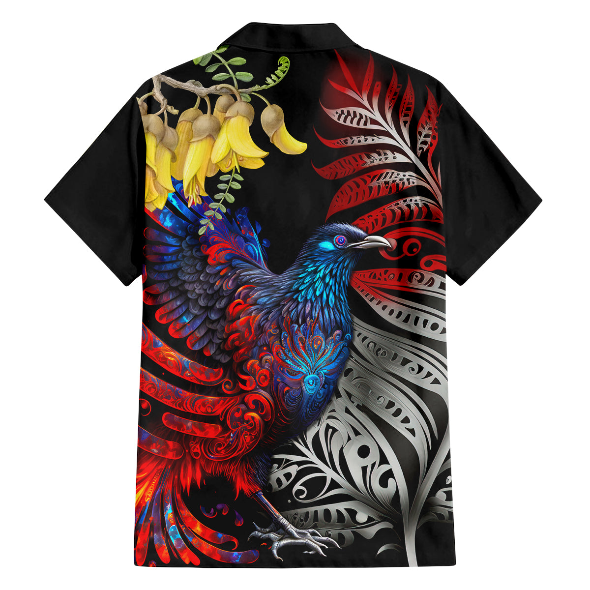 New Zealand Kohwhai Tui Bird Family Matching Long Sleeve Bodycon Dress and Hawaiian Shirt Silver Fern Version LT03 - Polynesian Pride
