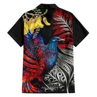New Zealand Kohwhai Tui Bird Family Matching Off Shoulder Maxi Dress and Hawaiian Shirt Silver Fern Version LT03 - Polynesian Pride
