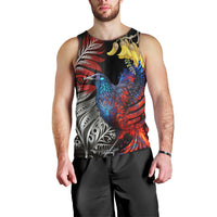 New Zealand Kohwhai Tui Bird Men Tank Top Silver Fern Version LT03 - Polynesian Pride