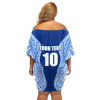 Custom Manu Samoa Rugby Family Matching Off Shoulder Short Dress and Hawaiian Shirt Polynesian Tattoo LT03 - Polynesian Pride