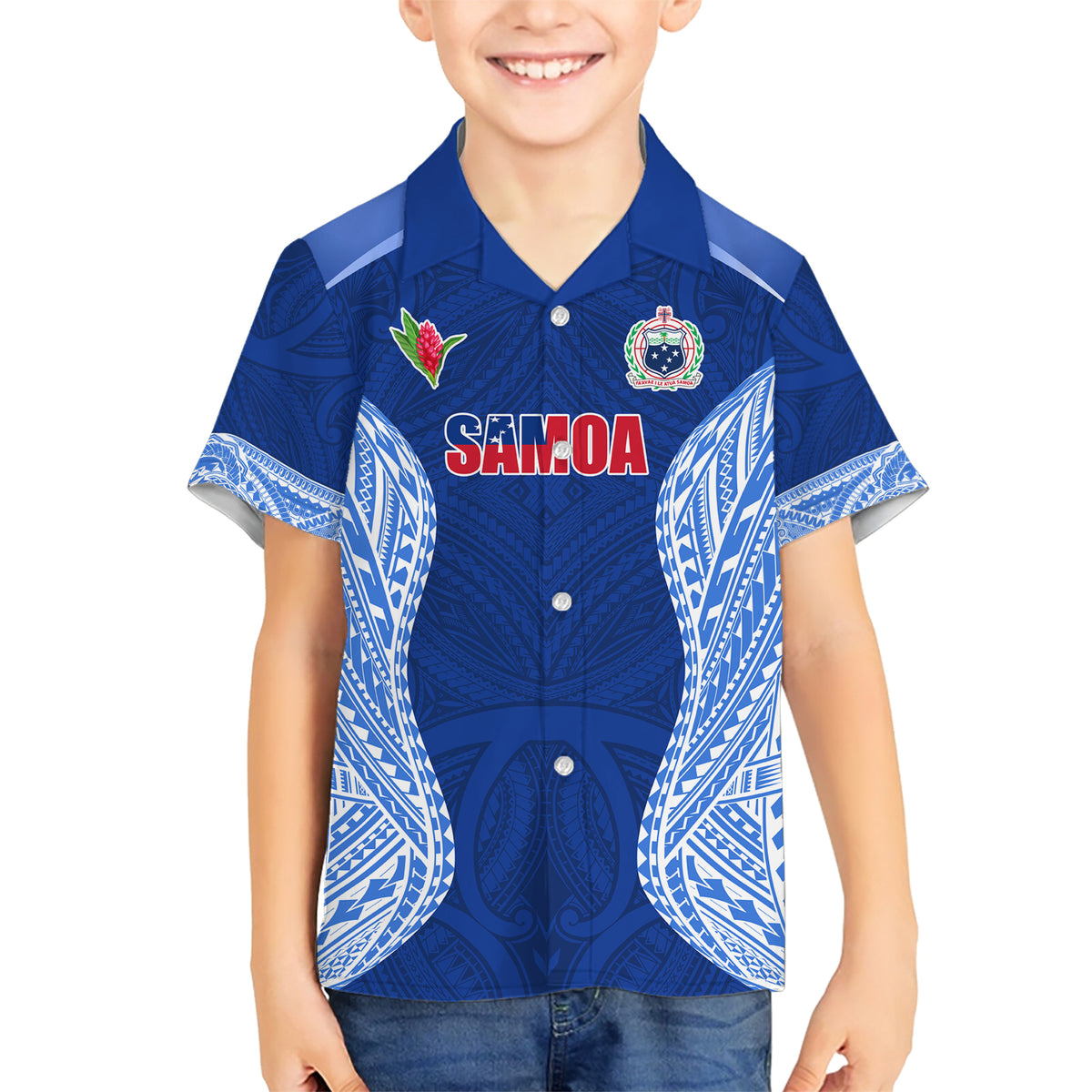Custom Manu Samoa Rugby Family Matching Short Sleeve Bodycon Dress and Hawaiian Shirt Polynesian Tattoo LT03
