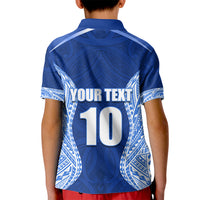 Custom Manu Samoa Rugby Kid Polo Shirt Polynesian Tattoo LT03
