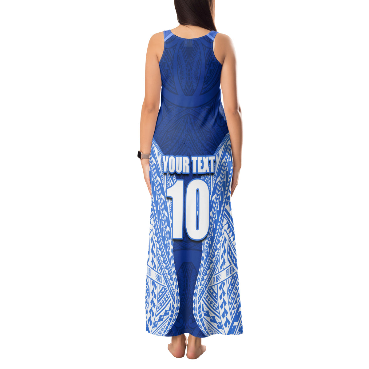 Custom Manu Samoa Rugby Tank Maxi Dress Polynesian Tattoo LT03