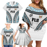 Custom Flying Fijians Rugby Family Matching Off Shoulder Short Dress and Hawaiian Shirt Tapa Tribal Cloth LT03 - Polynesian Pride