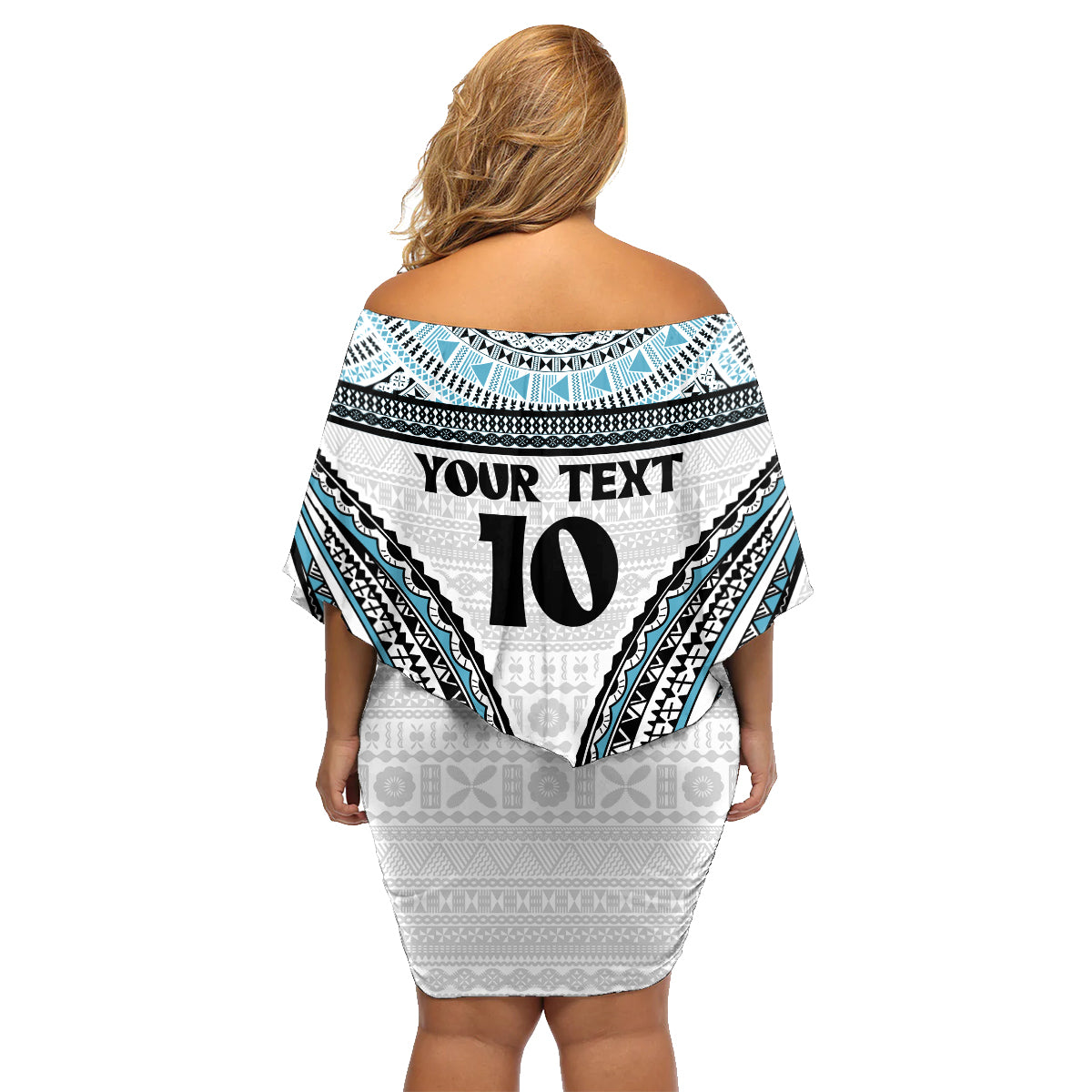 Custom Flying Fijians Rugby Family Matching Off Shoulder Short Dress and Hawaiian Shirt Tapa Tribal Cloth LT03 - Polynesian Pride