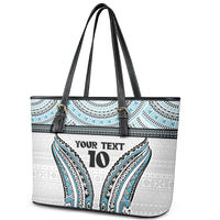Custom Flying Fijians Rugby Leather Tote Bag Tapa Tribal Cloth