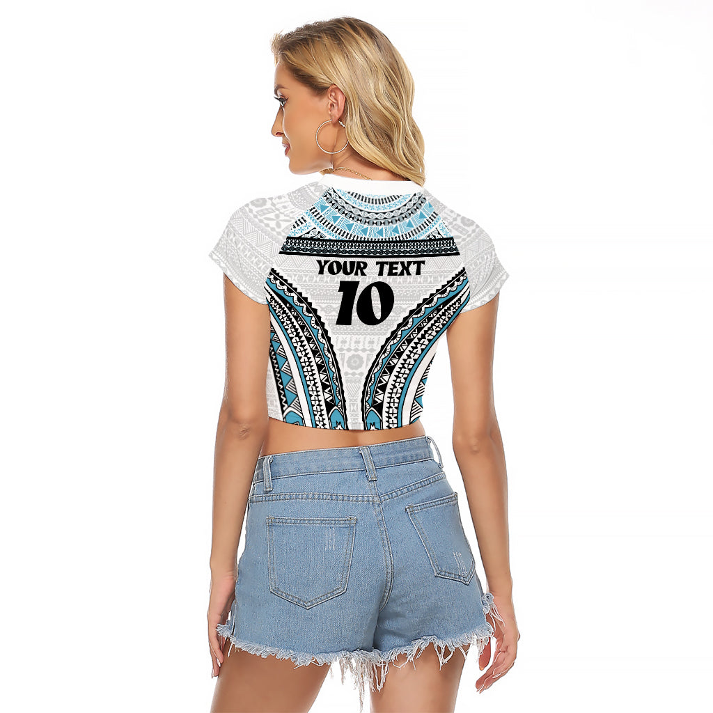 Custom Flying Fijians Rugby Raglan Cropped T Shirt Tapa Tribal Cloth LT03 - Polynesian Pride