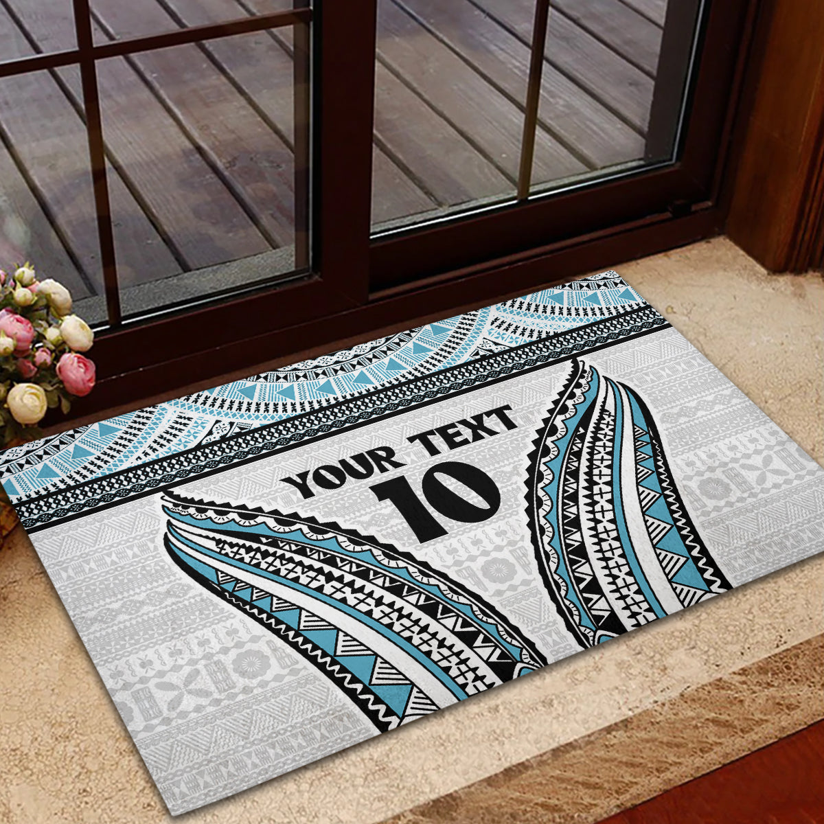 Custom Flying Fijians Rugby Rubber Doormat Tapa Tribal Cloth