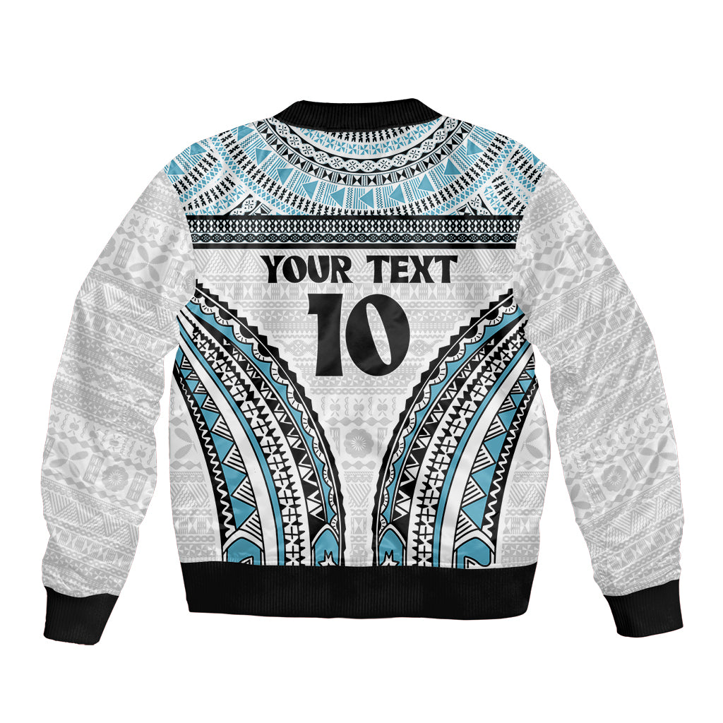 Custom Flying Fijians Rugby Sleeve Zip Bomber Jacket Tapa Tribal Cloth LT03 - Polynesian Pride