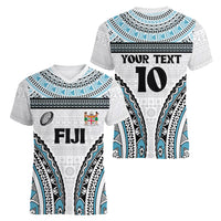 Custom Flying Fijians Rugby Women V Neck T Shirt Tapa Tribal Cloth LT03 - Polynesian Pride