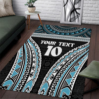 Custom Flying Fijians Rugby Area Rug Tapa Tribal Cloth Black Color