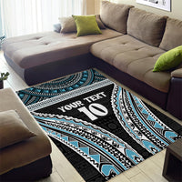 Custom Flying Fijians Rugby Area Rug Tapa Tribal Cloth Black Color