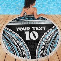 Custom Flying Fijians Rugby Beach Blanket Tapa Tribal Cloth Black Color