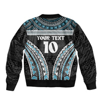 Custom Flying Fijians Rugby Bomber Jacket Tapa Tribal Cloth Black Color LT03 - Polynesian Pride