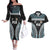 Custom Flying Fijians Rugby Couples Matching Off The Shoulder Long Sleeve Dress and Hawaiian Shirt Tapa Tribal Cloth Black Color LT03 Black - Polynesian Pride