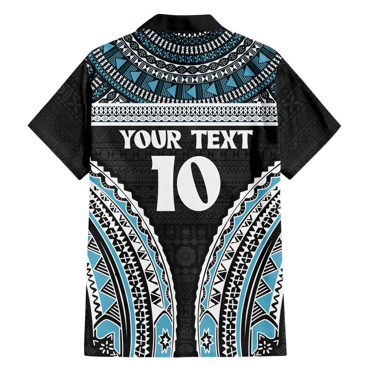 Custom Flying Fijians Rugby Family Matching Off Shoulder Short Dress and Hawaiian Shirt Tapa Tribal Cloth Black Color LT03 - Polynesian Pride